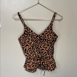 Leopard Print Ruched Swim Tankini